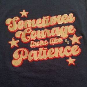 Navy Graphic Muscle Tank with Orange & Cream Script